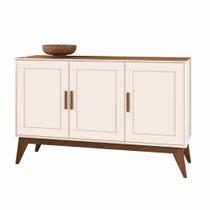 Buffet Aparador SR 3 Portas Modelo Retrô 1.30m Cor Off White / Nogueira Buffet Aparador SR 3 Portas Modelo Retrô 1.30m Cor Off White / Nogueira