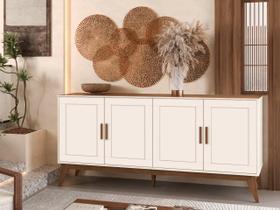 Buffet Aparador SR 4 Portas Estilo Retrô Cor Off White / Nogueira Buffet Aparador SR 4 Portas Estilo Retrô Cor Off White / Nogueira