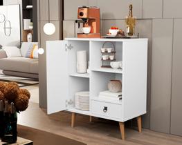 Buffet Aparador Tip Top Branco Retro 1 Porta e 1 Gaveta Jalmac - LLMoveis