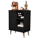 Buffet / Aparador TP Estilo Retrô Com Pés em Madeira Maciça Cor Preto Buffet / Aparador TP Estilo Retrô Com Pés em Madeira Maciça Cor Preto