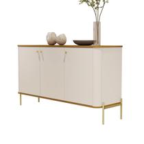 Buffet Aparador Tucupi Off White com Nature Pe Dourado - Moveis JB Buffet Aparador Tucupi Off White com Nature Pe Dourado - Moveis JB