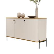 Buffet Aparador Tucupi Off White com Nature Pe Preto - Moveis JB Buffet Aparador Tucupi Off White com Nature Pe Preto - Moveis JB