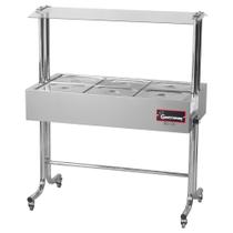 Buffet Aquecido Gastromaq Cromado 6 Cubas Tampa Inox Cobertura Vidro 127V BTE 6 ST G2 CR IV