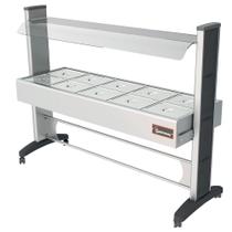 Buffet Aquecido Gastromaq Super Luxo Inox 10 Cubas Tampa Inox Cobertura Vidro 127V BTE 10 SL AI PT IV
