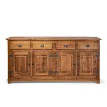 Buffet Arca Rústico Decorativo em Madeira Maciça 4 Portas e 4 Gavetas - Natural