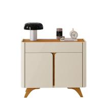 Buffet Arcus 2 Portas Off White e Naturalle Pés em Madeira Maciça