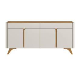 Buffet Arcus 4 Portas Off White e Naturalle Pés em Madeira Maciça Buffet Arcus 4 Portas Off White e Naturalle Pés em Madeira Maciça
