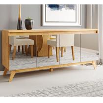 Buffet Arezzo 4 Portas com Espelhos 2 Prateleiras Internas Mel