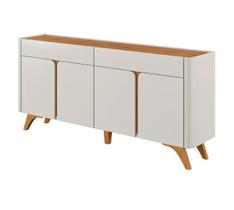 Buffet Aros 4 Portas Pés de Madeira Maciça Off White/Naturalle - Mavaular