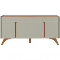 Buffet Aros 4 Portas Pés Madeira Maciça - Mavaular Off White-