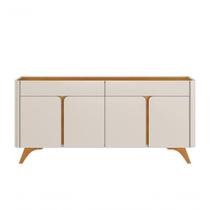 Buffet Aros 4 Portas Pés Madeira Maciça - Mavaular Off White-naturalle