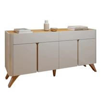 Buffet Aros 4 Portas Pés Madeira Maciça - Off White/Naturale - Mavaular Buffet Aros 4 Portas Pés Madeira Maciça - Off White/Naturale - Mavaular