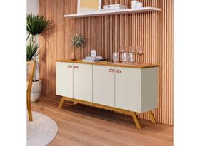 Buffet Atlanta 4 Portas Design Sofisticado Para Sala De Jantar Nature/Off White Em MDF/MDP