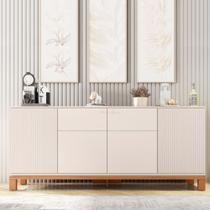 Buffet Átomo 179,4cm com 4 Portas Ripadas Pés Cavalete MDP OffWhite/Freijo G11 - Gran Belo