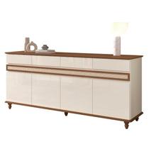 Buffet Balcão ACO 4 Portas Com Acabamento em Ratan Cor Off White Cedro Buffet Balcão ACO 4 Portas Com Acabamento em Ratan Cor Off White Cedro