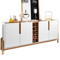 Buffet Balcão Adega Aparador Sala de Jantar e Estar Clássico Luxo Pé em Madeira Maciça Lizz 4 Portas 1,90m - Branco/Cedro