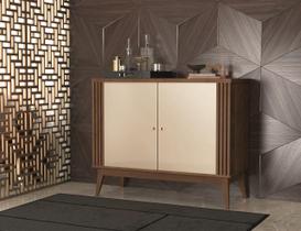 Buffet Balcão AG Modelo Ripado Retrô 2 Portas Cor Nogueira / Off White