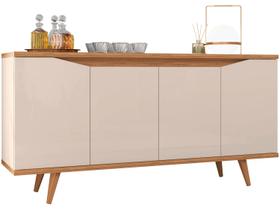 Buffet Balcão Aparador Sala de Jantar Luxo Moderno Pés estilo Retrô Grace 4 Portas - Offwhite/Noce