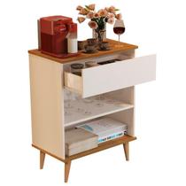 Buffet / Balcão BI Estilo Retrô Com Pés em Madeira Maciça Cor Off White / Freijó Buffet / Balcão BI Estilo Retrô Com Pés em Madeira Maciça Cor Off White / Freijó