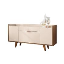 Buffet Balcão Decorativo Melodia Pés Madeira MDP/MDF Sala de Jantar Off White/Castanho G26 - HB Móveis Buffet Balcão Decorativo Melodia Pés Madeira MDP/MDF Sala de Jantar Off White/Castanho G26 - HB Móveis