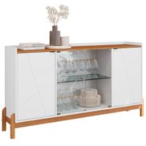 Buffet Balcão Jantar Aparador Bancada Sala Estar 4 Portas Vidro Bari Luxo 1,70m Casa D - Branco/Cedro Buffet Balcão Jantar Aparador Bancada Sala Estar 4 Portas Vidro Bari Luxo 1,70m Casa D - Branco/Cedro