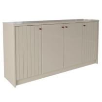 Buffet Balcão Lia 4 Portas MDF Ripado Off White Milani Movelaria Buffet Balcão Lia 4 Portas MDF Ripado Off White Milani Movelaria