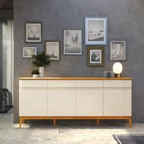 Buffet Balcão MAG 1.90m Estilo Retrô 4 Portas Cor Off White / Cedro