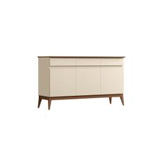 Buffet Balcão MG 1.40m 3 Portas Modelo Retrô Cor Off White / Nogueira