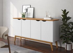 Buffet / Balcão PR 1.60m Estilo Retrô 4 Portas Cor Branco / Cinamomo Buffet / Balcão PR 1.60m Estilo Retrô 4 Portas Cor Branco / Cinamomo