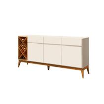 Buffet Balcão PS Modelo Retrô Com Adega 4 Portas Cor Off White / Cedro