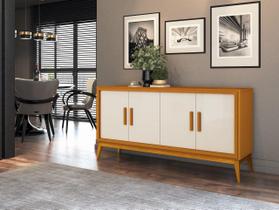 Buffet Balcão UN 1.60m 4 Portas Estilo Retrô Cor Off White / Nogueira Buffet Balcão UN 1.60m 4 Portas Estilo Retrô Cor Off White / Nogueira