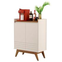 Buffet/Bancada/Balcão ECOS Fabricado em MDP Modelo Retrô Com Pés em Madeira Natural 2 Portas com Dobradiças Acabamento em Alto Relevo Cor Off White/Fr - Germai