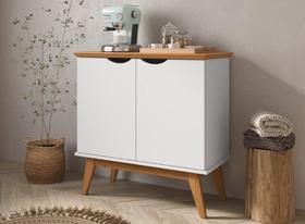 Buffet / Bancada PR 2 Portas Retrô Cor Branco / Cinamomo