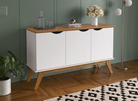 Buffet / Bancada PR 3 Portas Retrô 2 Portas Cor Branco / Cinamomo