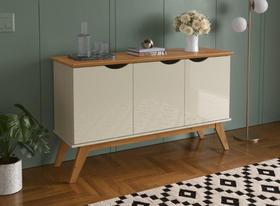 Buffet / Bancada PR 3 Portas Retrô 2 Portas Cor Off White / Cinamomo