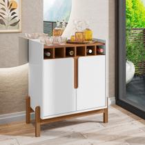 Buffet Bar Aparador Bar Adega Sala de Jantar e Estar Lizz 2 Portas e 6 Adegas - Branco/Cedro Buffet Bar Aparador Bar Adega Sala de Jantar e Estar Lizz 2 Portas e 6 Adegas - Branco/Cedro