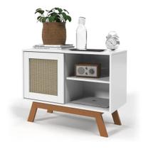 Buffet Bar Porta Rattan e Pés de Madeira 100 MDF Buffet Bar Porta Rattan e Pés de Madeira 100 MDF