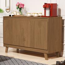 Buffet Bela 3 Portas Balcão Moderno Pé Madeira Maciça Sala Cozinha Cantinho Café Adega Aparador Organizador com Prateleiras Branco ou Freijo