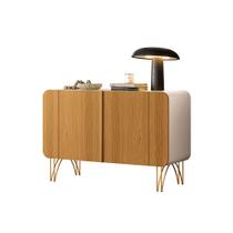 Buffet Benvenuto MDP/MDF Sala de Estar Decorativo com Pés em Aço Off White/Cinamomo G26 - Hb Móveis
