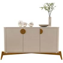 Buffet Buriti com 3 Portas e Pés de Madeira Maciça JB Bechara Cor Off White