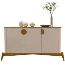 Buffet Buriti com 3 Portas e Pés de Madeira Maciça JB Bechara Cor Off White Nature Buffet Buriti com 3 Portas e Pés de Madeira Maciça JB Bechara Cor Off White Nature