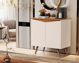 Buffet Cantinho do Café Encanto 2 portas com pés estilo retrô palito - Off White com Nature