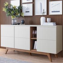 Buffet Capri Portas p/ Armazenamento e Adega p/ Vinhos 4 Portas Off White Matte / Freijó Buffet Capri Portas p/ Armazenamento e Adega p/ Vinhos 4 Portas Off White Matte / Freijó
