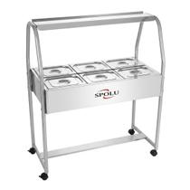 Buffet Carrinho Rechaud Térmico Self Service Elétrico Inox 6 Cubas GN 220v Spolu