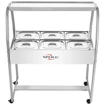 Buffet Carro Térmico Rechaud para Restaurante Alimentos Comida Aquecido 6 Cubas
