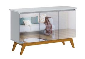 Buffet Classic 3 Portas Branco Acetinado e Espelho - Imcal Móveis Buffet Classic 3 Portas Branco Acetinado e Espelho - Imcal Móveis