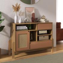 Buffet Com 1 Porta E 2 Gavetas Artely Nature Cor Carvalho Com Terracota Buffet Com 1 Porta E 2 Gavetas Artely Nature Cor Carvalho Com Terracota