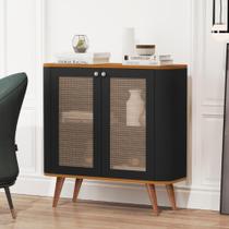 Buffet com 1 Prateleira e Pés Palito Sevilha Preto Nature