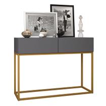 buffet com 2 gavetas estilo industrial moderno com pés de ferro Eros 90 corredor decoração retrato e bebidas pé dourado