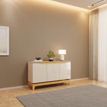 Buffet com 3 Portas em MDF e 2 Prateleiras DJ Móveis Joile Cedro Off White